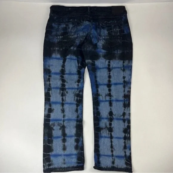 PRPS Barracuda Blue & Black Tie Dye Cotton 5 Pocket Jeans Mens Size 44X34‎